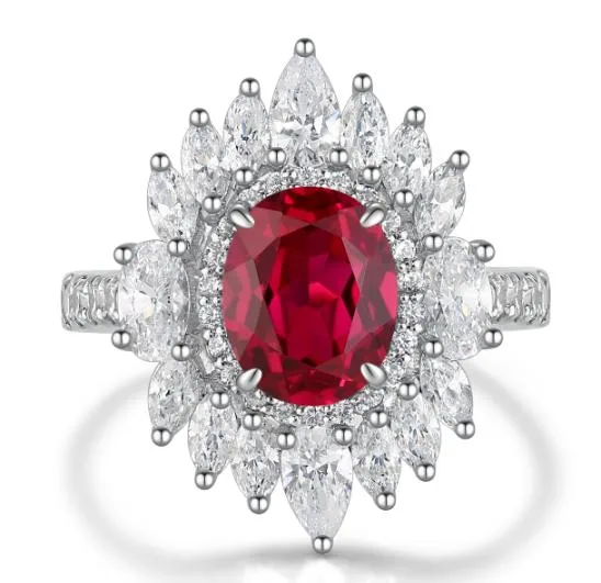 Red sunburst ring