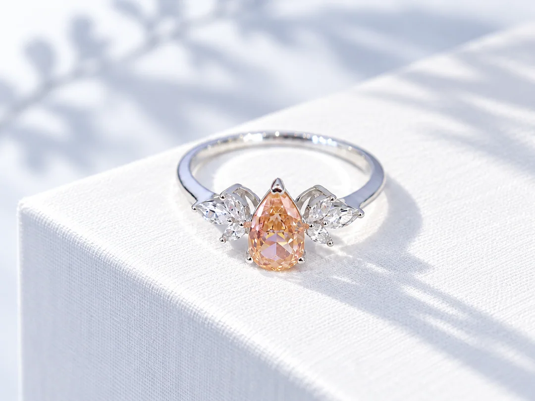 AI-styled promotional photograph based on the peach pear ring; original images are on its detail page